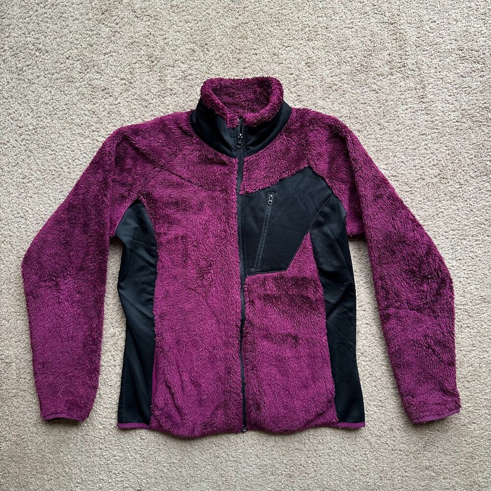 Columbia Jacket Womens Large Fleece Full Zip High Pile Mock Neck Purple Pockets